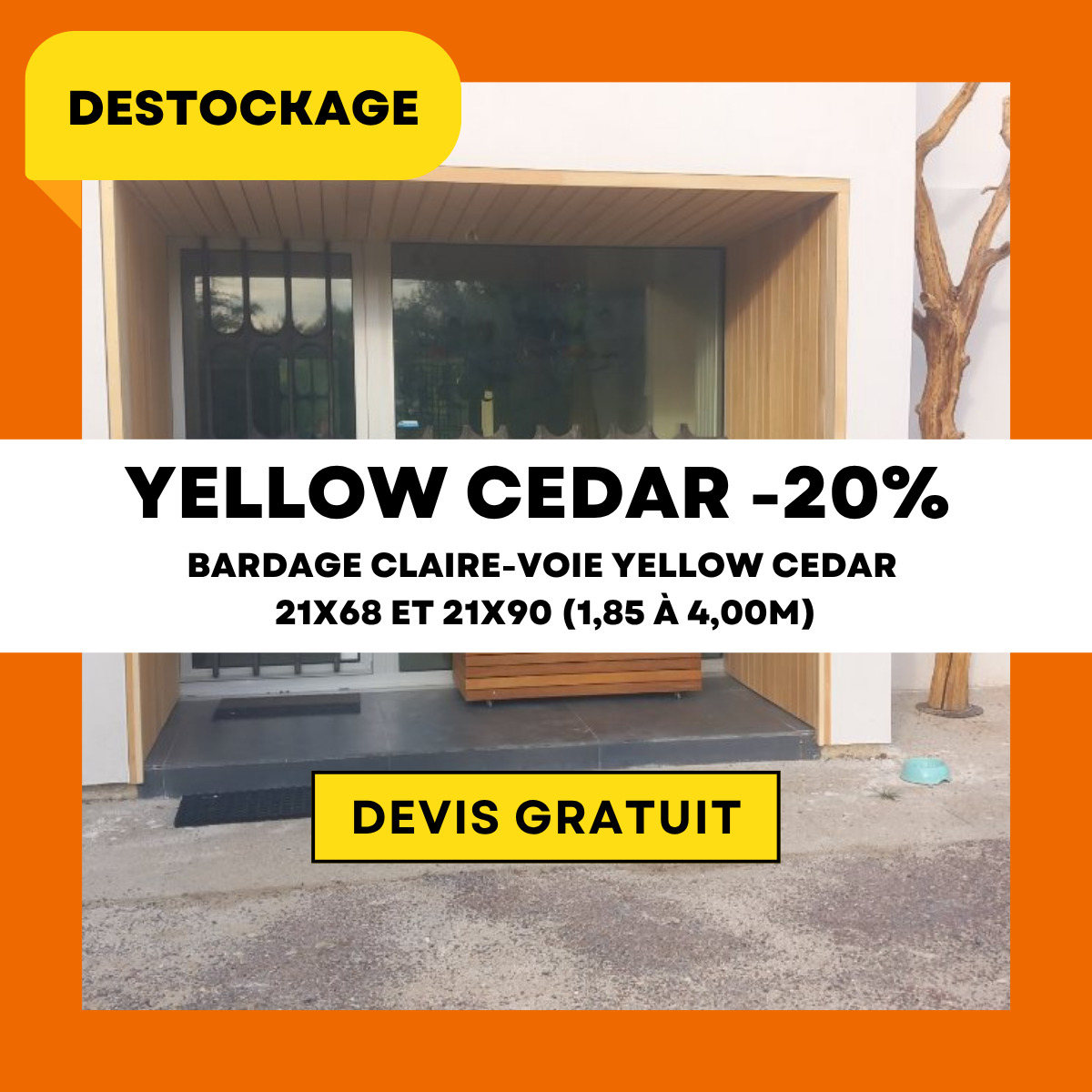 Derniers mètres de Yellow Cedar claire-voie – profitez du déstockage Derniers mètres de Yellow Cedar claire-voie – profitez du déstockage